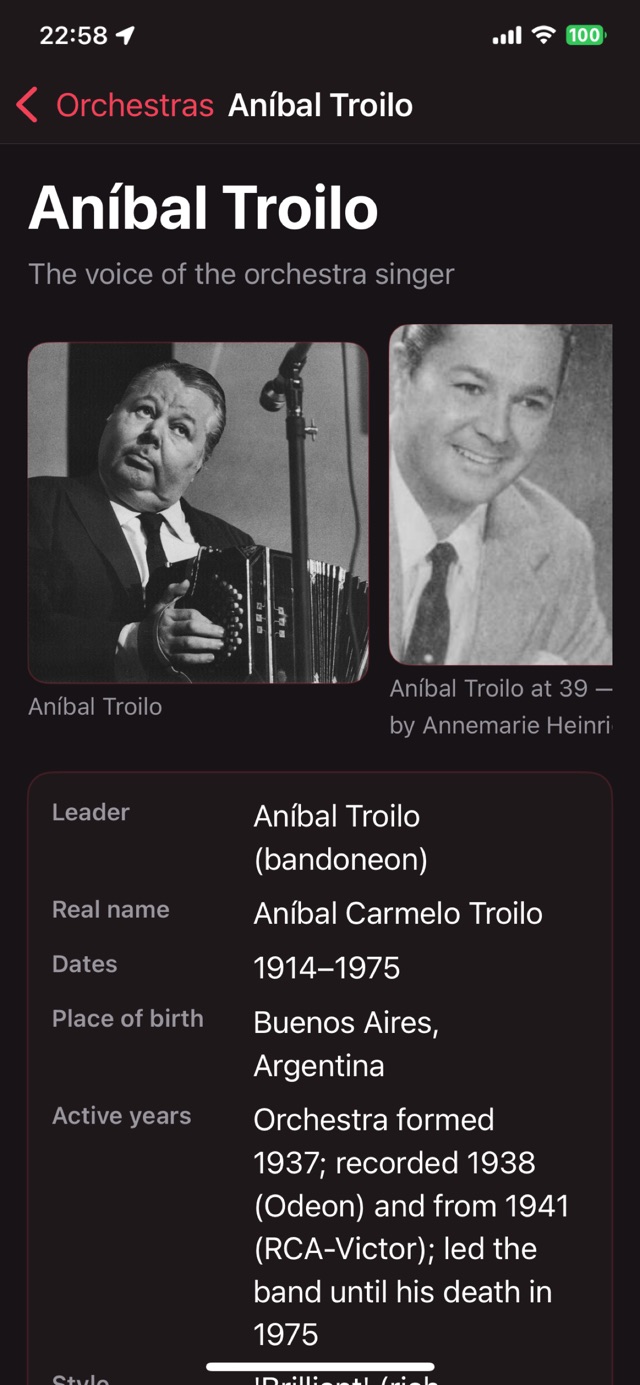 A deep tango encyclopedia — the Aníbal Troilo entry